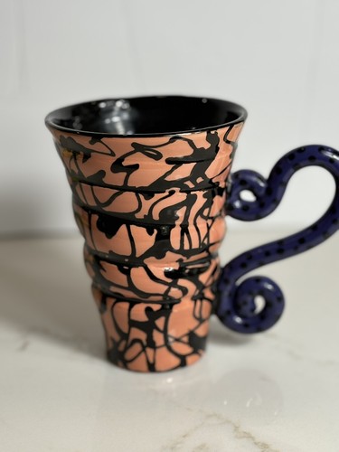 Rara tazza vintage 1991 David Batz serie Cappellaio Matto alta 5,5” arte artigianale - Foto 3 di 12