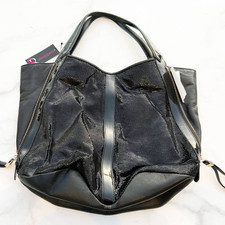 Sondra Roberts Black Genuine Leather Wolff Shopper Tote New!
