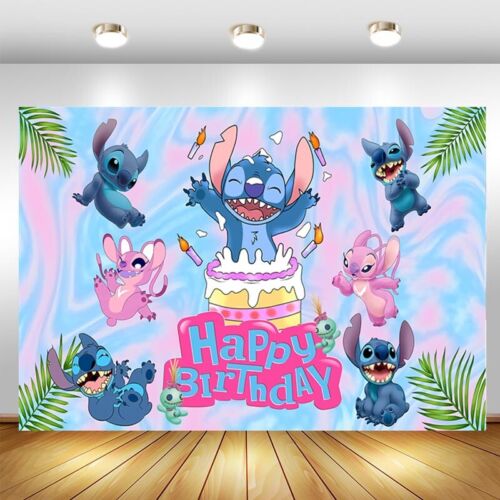 Lilo & Stitch Backdrop Baby Shower Kids Birthday Party Photo Background Banner