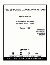 1997 1998 1999 Dodge Dakota Part Numbers Book List Interchange Drawings