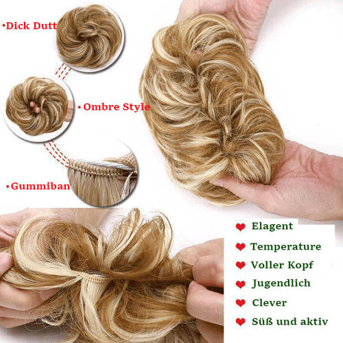 52 Farben Haarteil Haargummi Echthaar Dutt Haarverlängerung Lockig Bun Updo DE A - Bild 5 von 51
