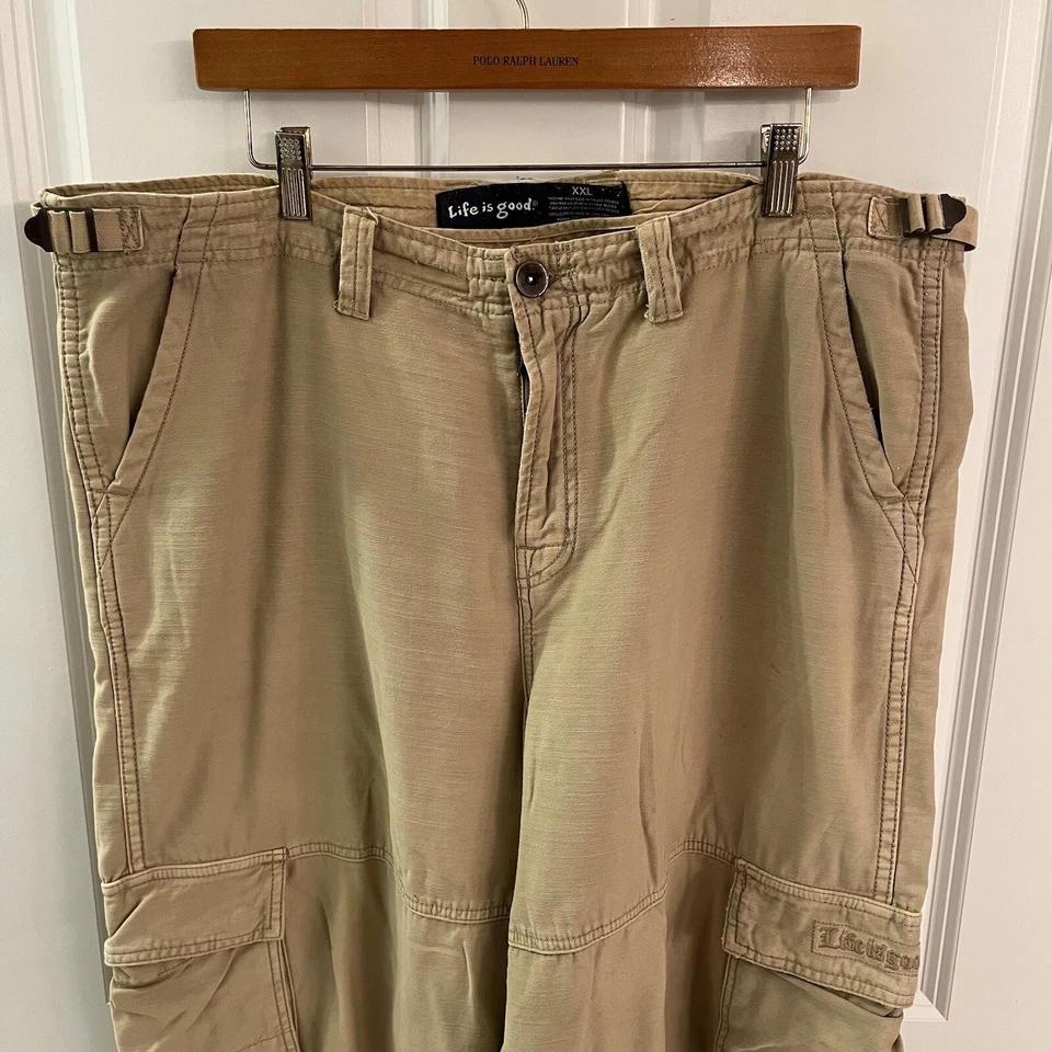 Life Is Good Pants Men XXL 2XL 40 x 32 Pants Beige Khaki Organic Cotton - Image 2 of 4