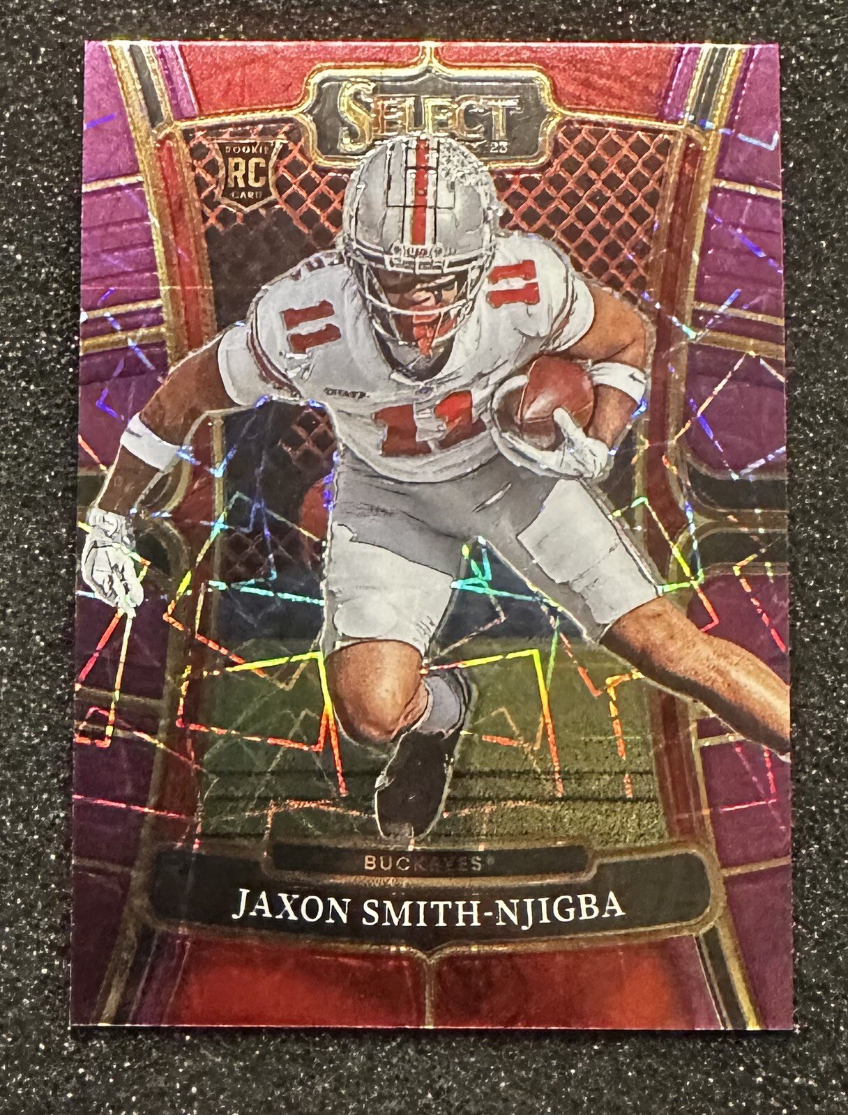 Jaxon Smith-Njigba 2023 Panini Select Draft Picks PURPLE LAZER PRIZM RC #7
