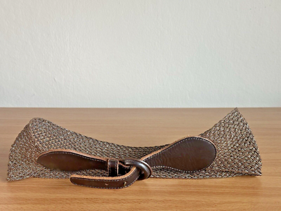 Vintage Ann Taylor Loft Womens Leather & Lurex Mesh Waist  display picture 1