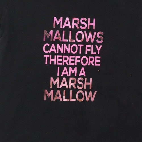 Hanes Womens Black Cotton Blend T-Shirt Size S - Marshmallows Can Not - Picture 11 of 12