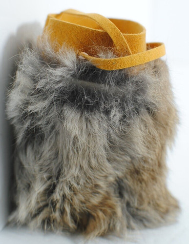 Rabbit Fur Leather Medicine Pouch Renaissance Faire Hand Made New