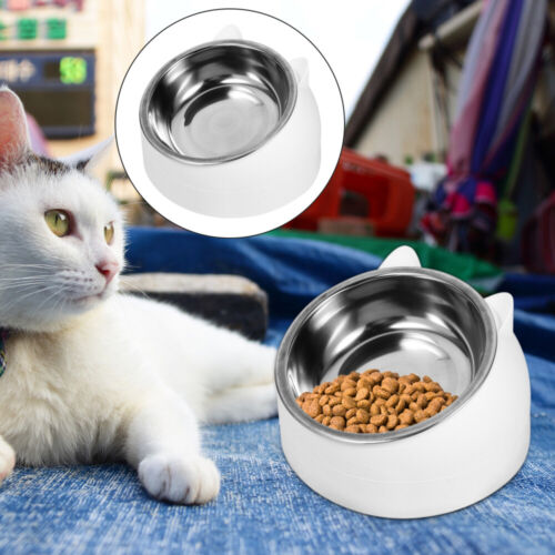 Elevated Ceramic Cat Feeder Bowl Raised Pet Food Dish - Picture 1 of 12