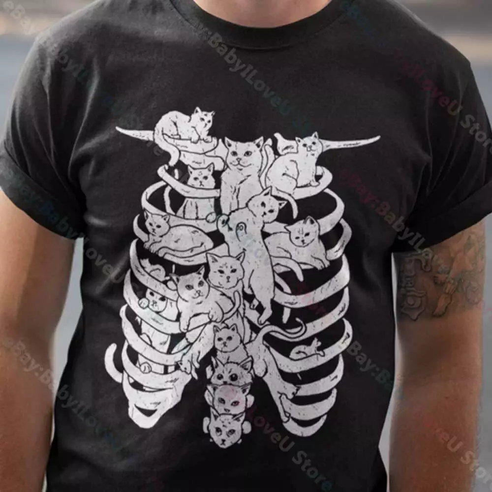 White Skeleton Rib Cage Men's Tshirt - Crazy Dog T-Shirts