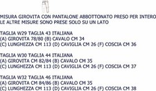 A Cosa Corrisponde W30 L34 Taglia Italiana Pantaloni Da Uomo