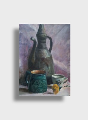 Oil painting Still life Ukrainian painter cardboard original home decor art