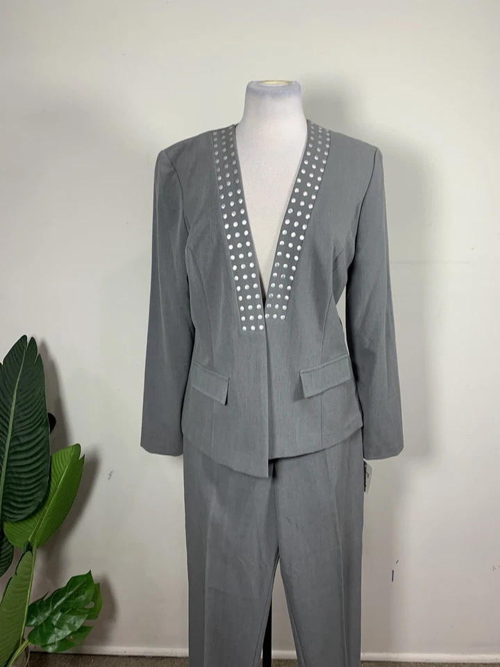 Conjunto de traje Danny And Nicole para mujer color gris, talla 12 Foto 2 de 4