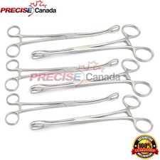 12 Pcs Body Piercing Forceps Kit Hemostat Sponge Clamp 7" Straight  Curved