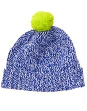 GYMBOREE READY TO ROCKET BLUE MARLED w/ LIME POM SWEATER BEANIE HAT 5 6 7 8 10