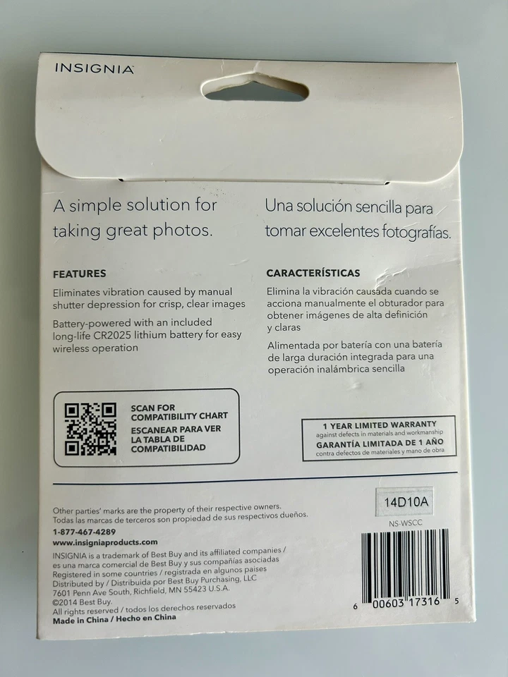 📷 Insignia Wireless Remote Shutter Control for Canon DSLR Cameras NS-WSCC New - Image 2 of 2