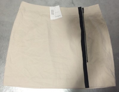 Banana Republic Women Silver Zipper White Cream  Lined Mini Skirt Size 14 $69.99