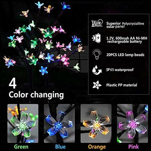 Solar Powered Lily/Cherry/Dandelion Flowers Lights Yard Garden Outdoor Lamp Deco - Picture 67 of 134