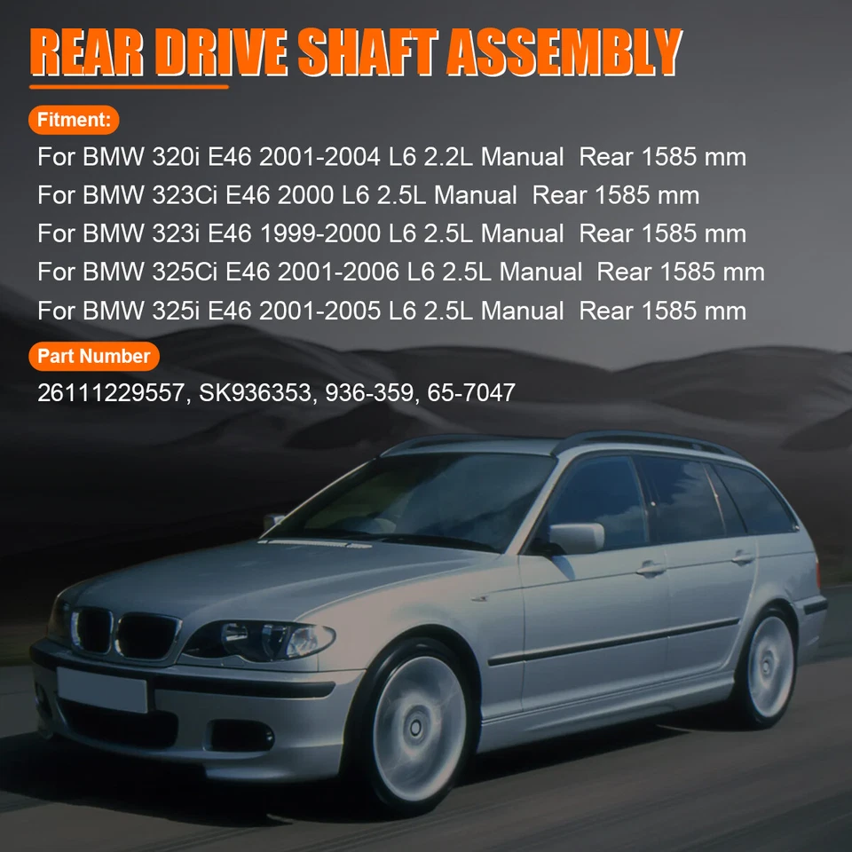 OEM Rear Drive Shaft Driveshaft Assembly For 99-06 BMW 325Ci 325i 323Ci 323i E46 - Imagem 3 de 4