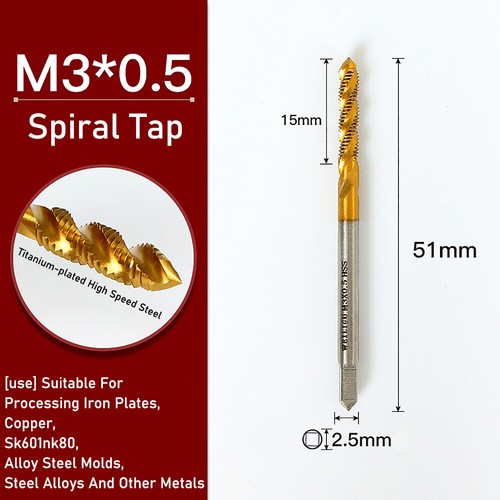 HSS Machine Thread Tap M2-M12 Self-tapping Tap Straight/Spiral Slot Thread Drill - Picture 33 of 56