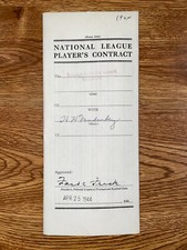 1944 CUBS: NL Contract SIGNED: Hy Vandenberg, D.1994 (w/ Ford Frick HOF)