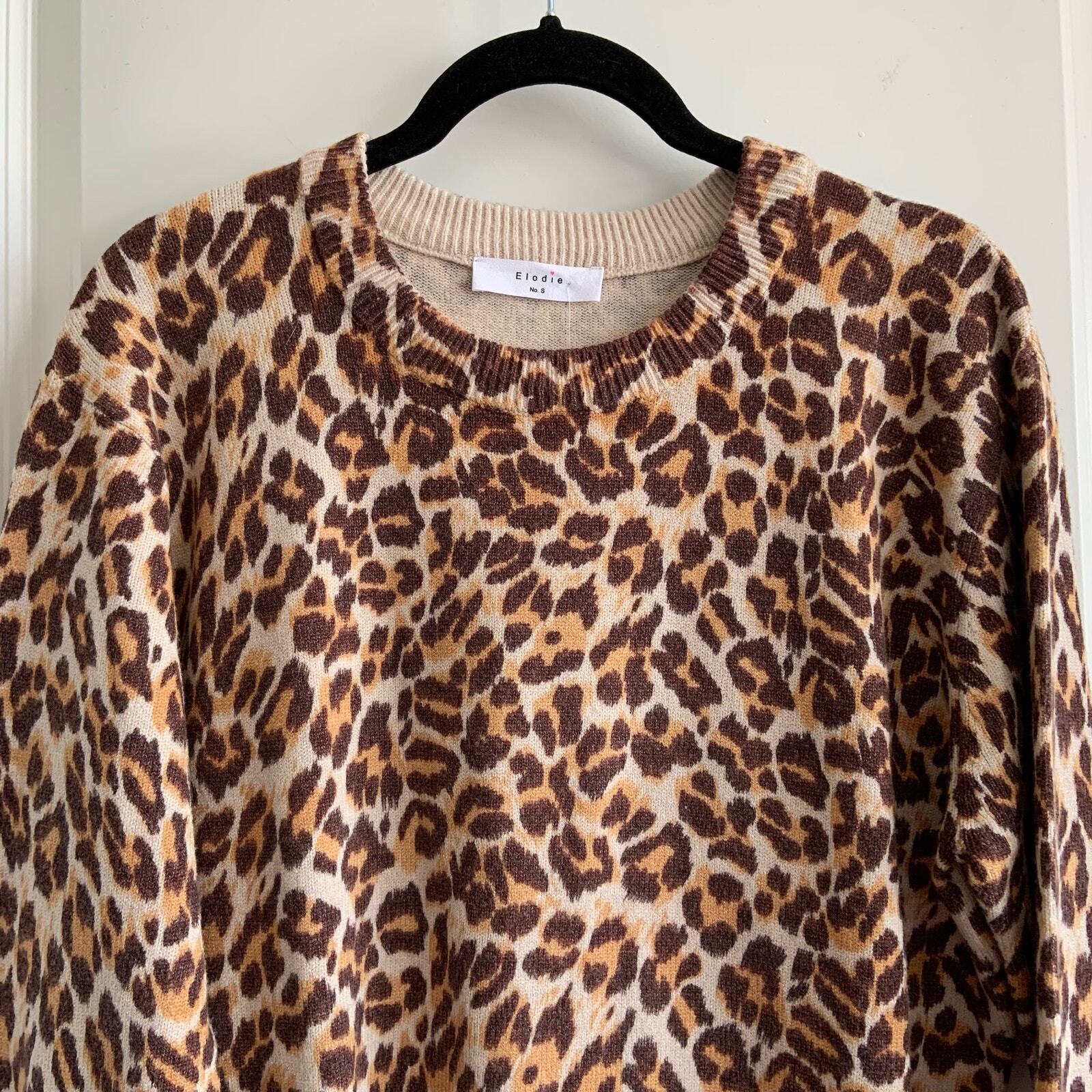 Elodie Small Leopard Print Crew Neck Sweater