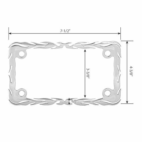 Chrome Cut out Flames License Plate Frame Locking Screw & Cap Kit for Motorcycle - Bild 2 von 3