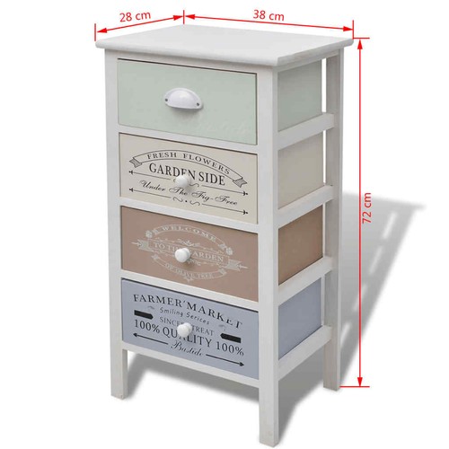 NNEVL French Storage Cabinet 4 Drawers Wood - Picture 6 of 7