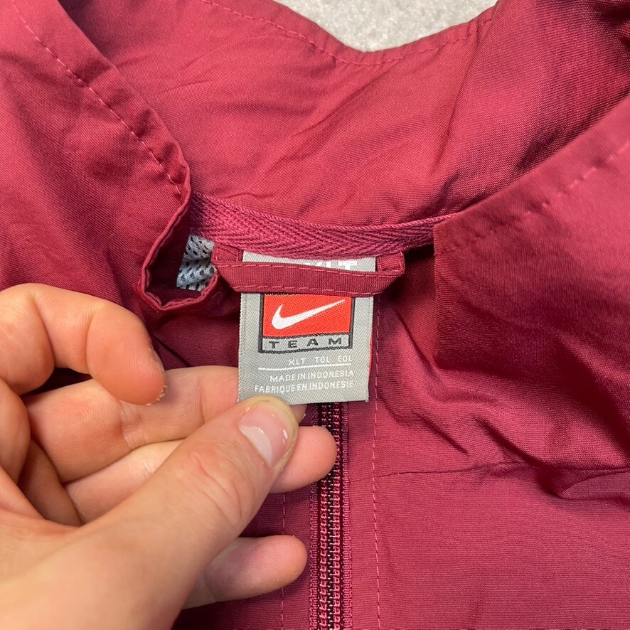 Nike Track Jacket Mens Y2K Vintage Small Swoosh WindBreaker Full-Zip Coat Red XL image 7