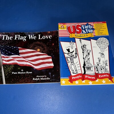 2 Books U.S. Facts & Fun, Grades 1-3 by Evan-Moor Publishers, The Flag We Love