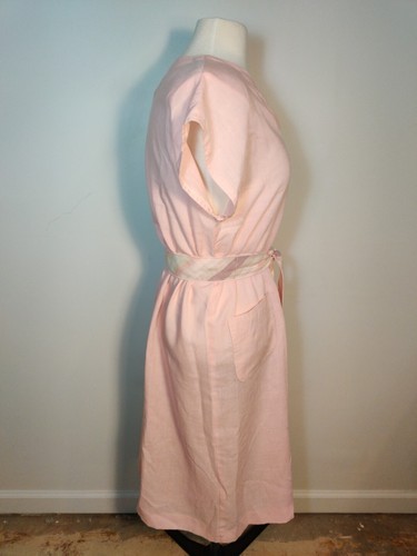 Vtg Leslie Fay Pink Midi Dress Sz 16P Short Sleeve Belted Pockets Tunic Shift - Picture 12 of 22