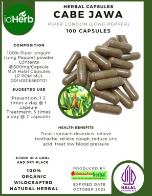 [idHerb] Kräuter KAPSELN Piper Longum Long Pepper Cabe Jawa natürliches Bio K...