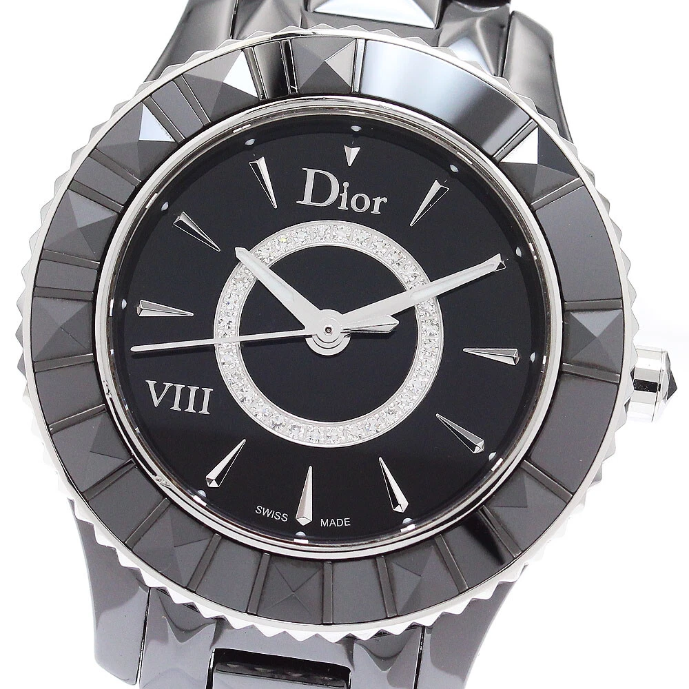 Montre à quartz pour femme Dior Yuit CD1231E0C002 cadran noir diamant_875795
