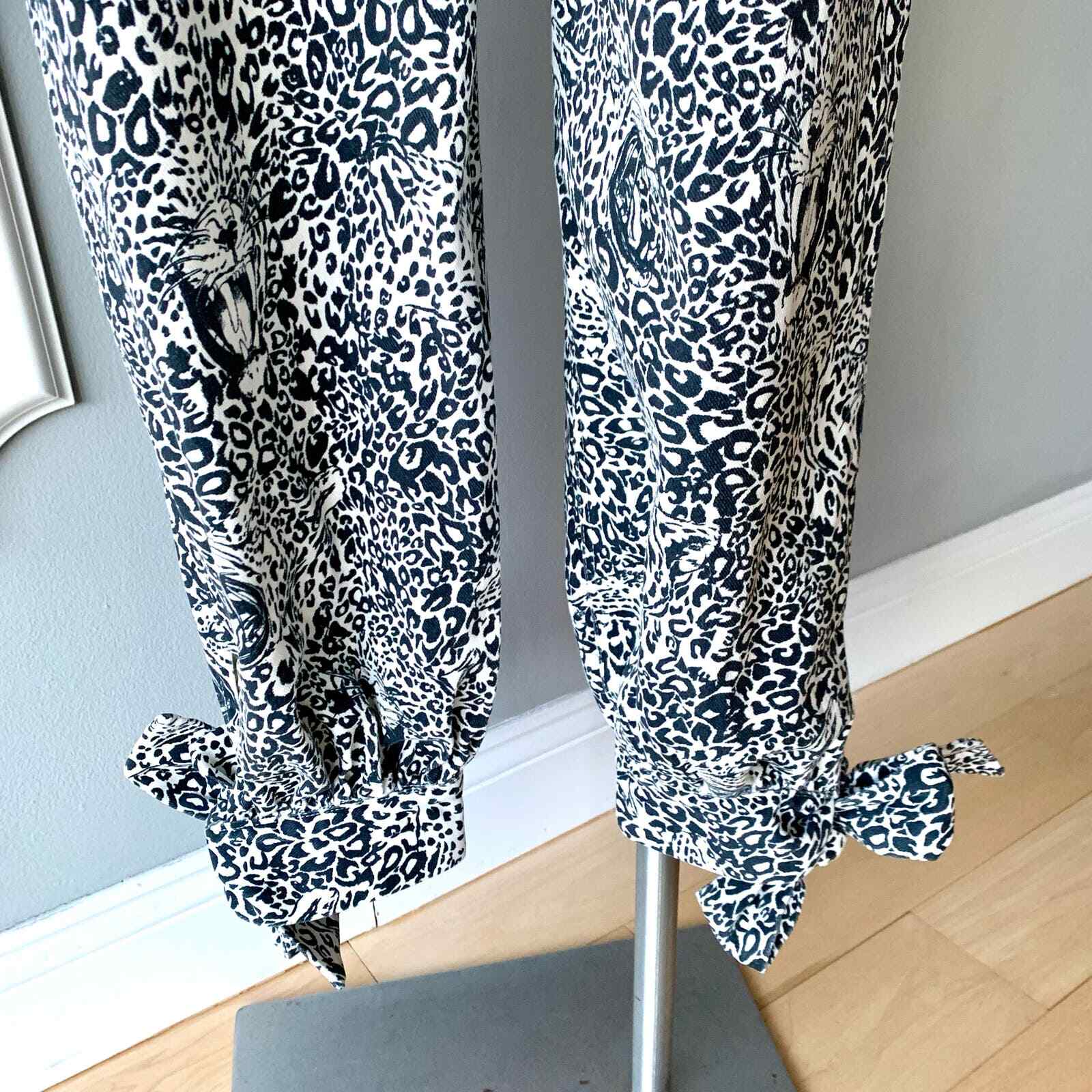 Marcell Von Berlin Distressed Puff Sleeve Jumpsuit Leopard Women's 6 NEW image 7