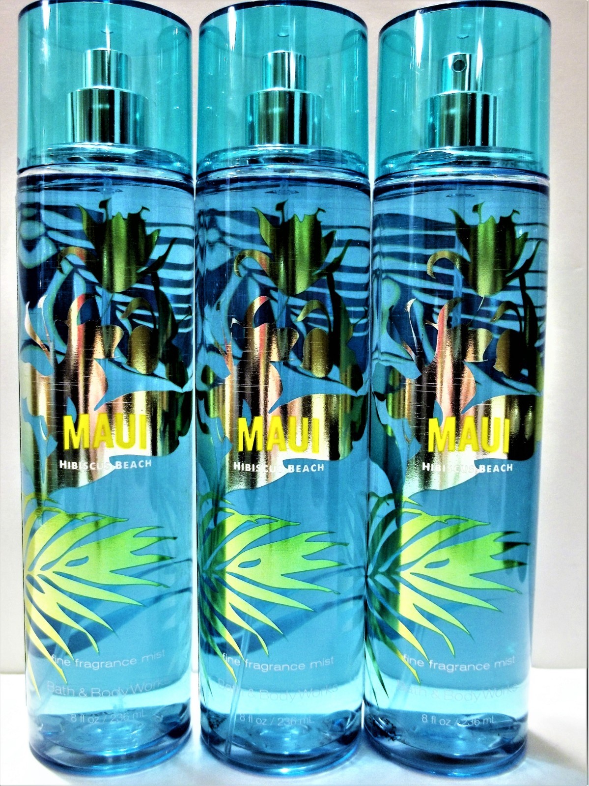 Bath Body Works MAUI HIBISCUS BEACH Fine Fragrance Mist, 8 oz, NEW x 3
