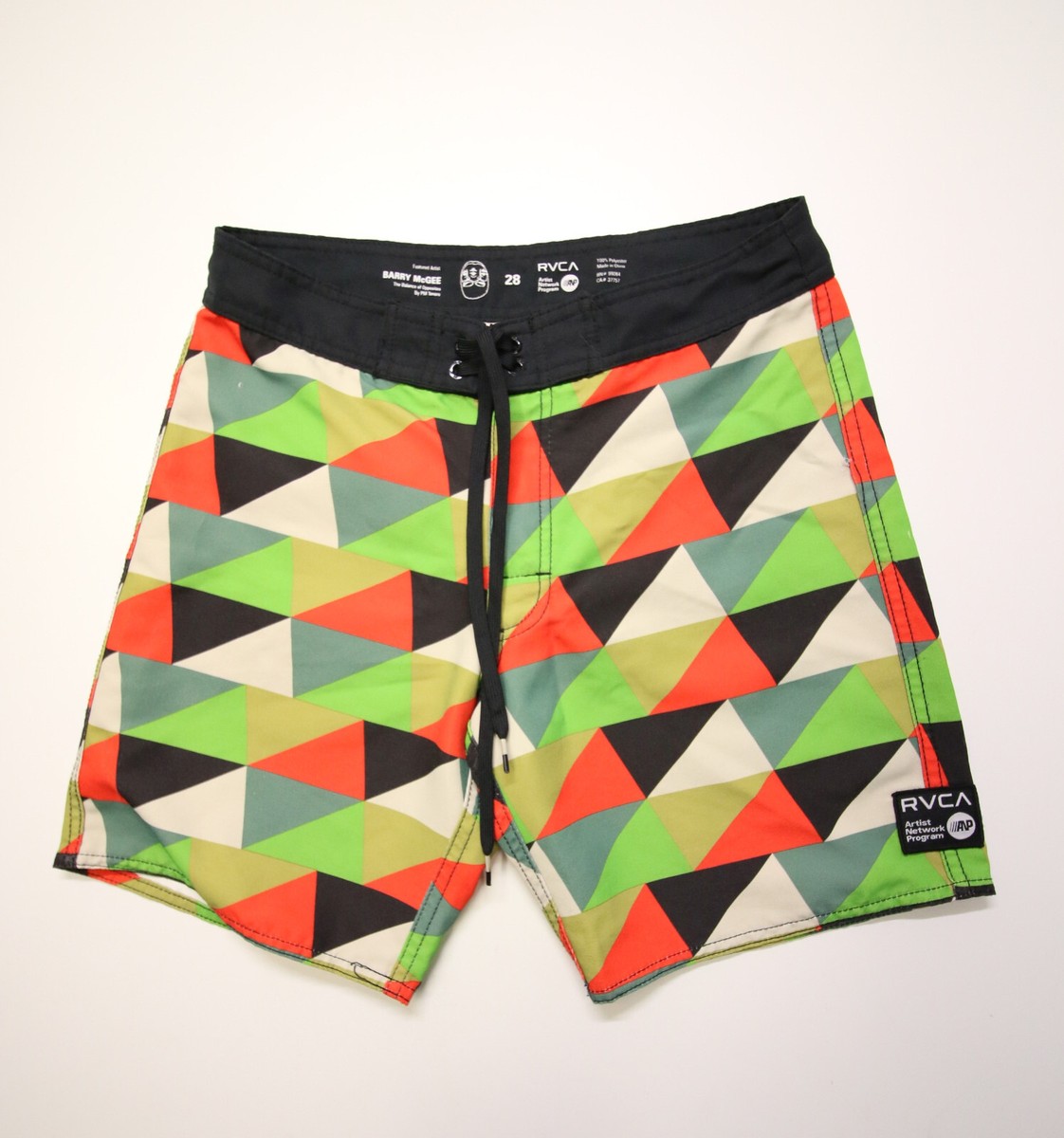 RVCA Mens 28 Board Shorts Trunks Artist Program Network Barry