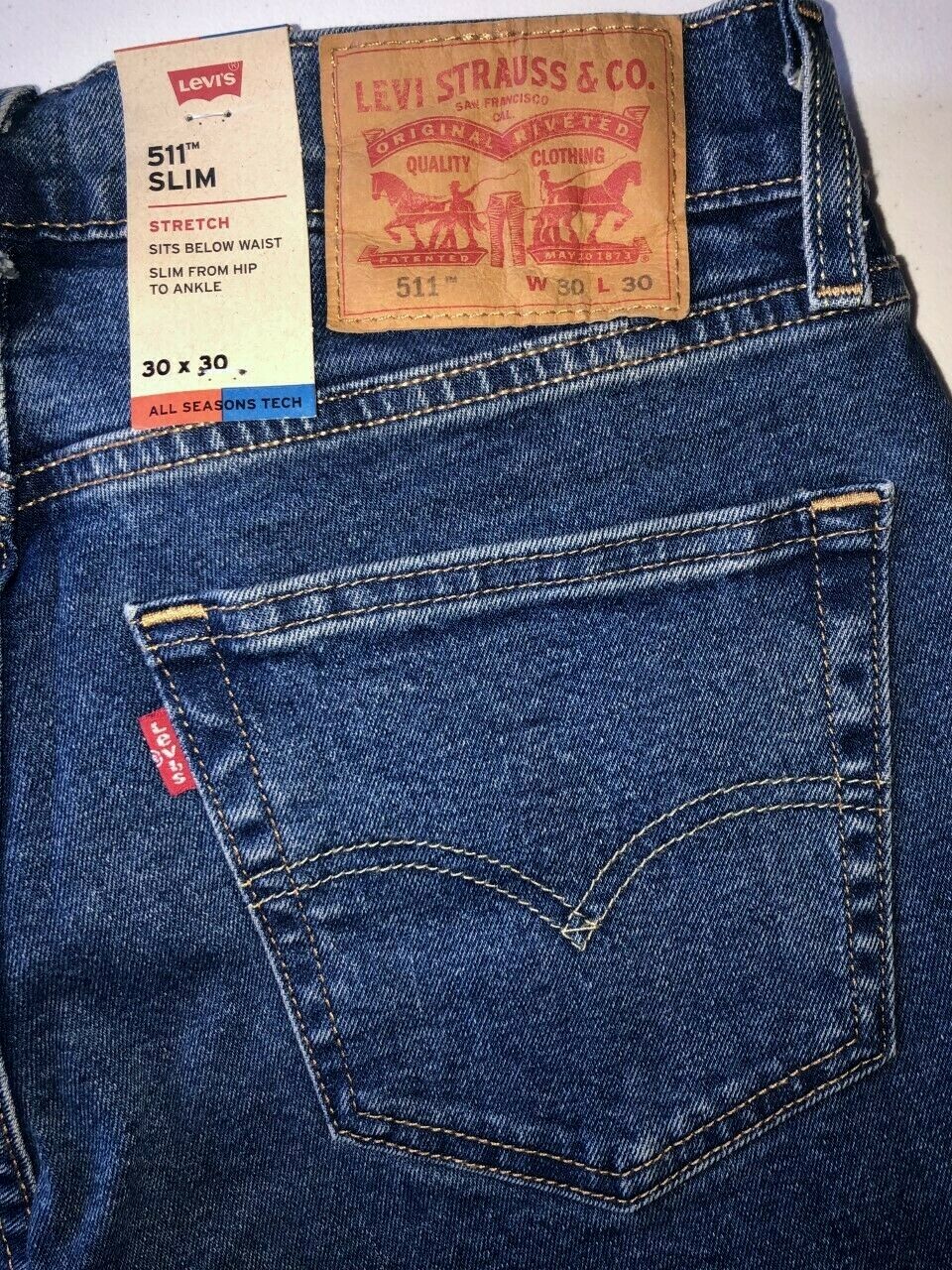 Levi's 511 Slim-Fit STRETCH All Seasons Tech Jeans | eBay