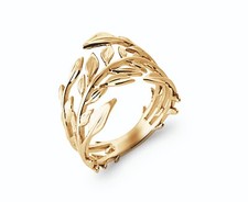 Ring Vergoldet 18 Karat - Ring Breite Zarte Ast Und Blätter