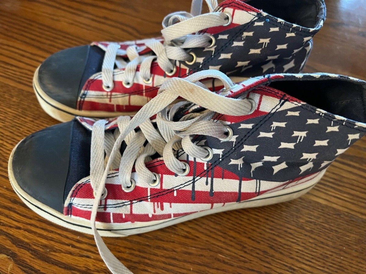 Heelys Shoes Sneaker Wheels Skate American Flag Paint Drip Youth