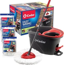 O-Cedar Easy Wring Spin Mop & Bucket Floor Cleaning System with 3 Extra Refills