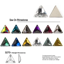Triangle DIY Sewing Crystal Strass Sew On Stones Glass Beads FlatBack Rhinestone