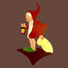 1940er Holz-Wandfigur, Mertens-Kunst, frühes Sandmännchen 23cm Vintage Sandmann