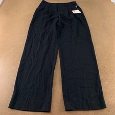 A New Day Womens Wide Leg Pants Black Pleated Regular 2
