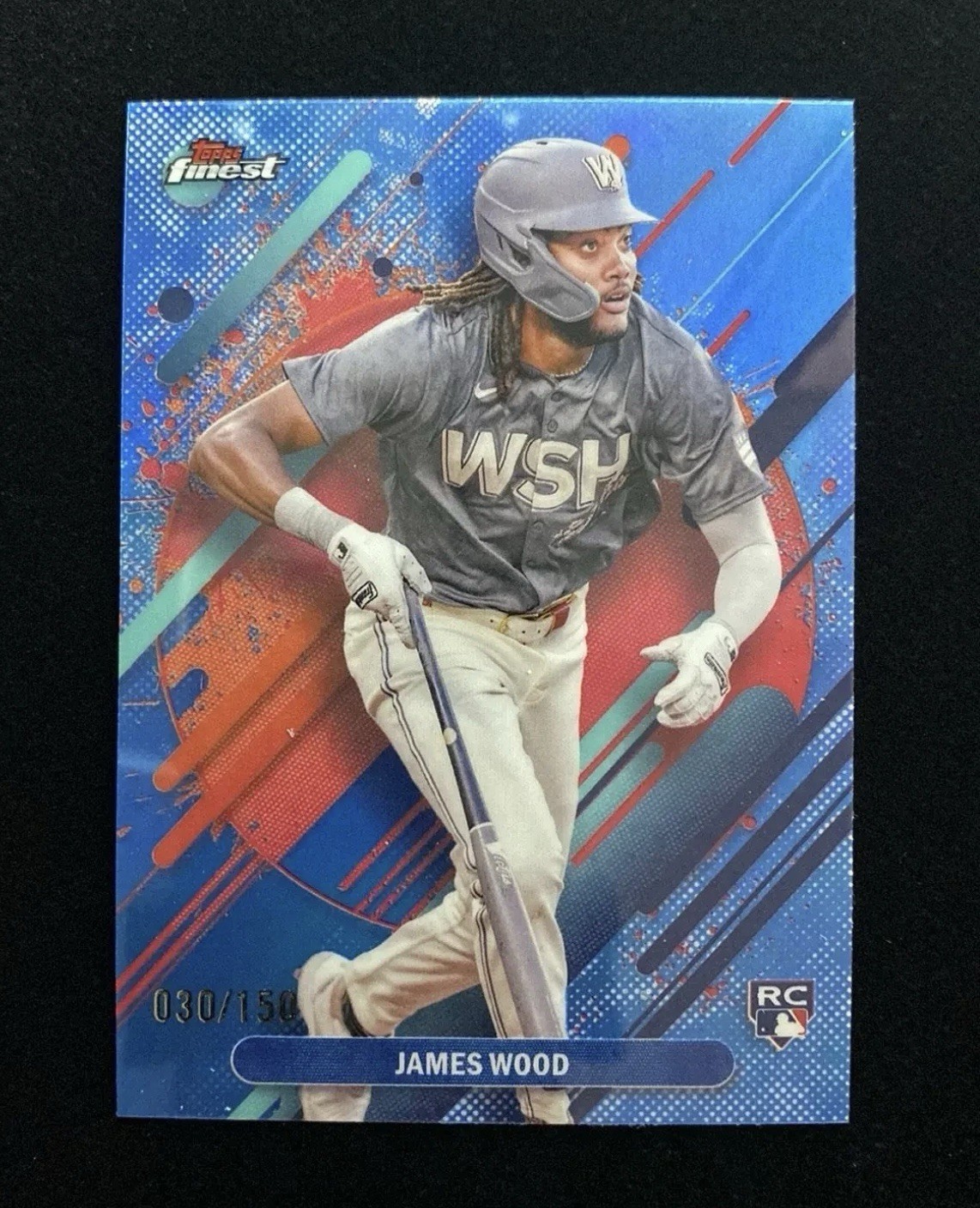 JAMES WOOD - 2025 Topps Finest Rare Sky Blue Refractor /150 Rookie #300 - RC 