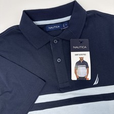 Nautica Short Sleeve Mens Polo Shirt Size Small Colorblock Blue NEW