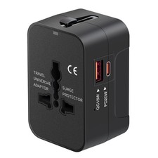 Universal Travel Adapter USB C All in One Worldwide Plug Adapter Black Fast