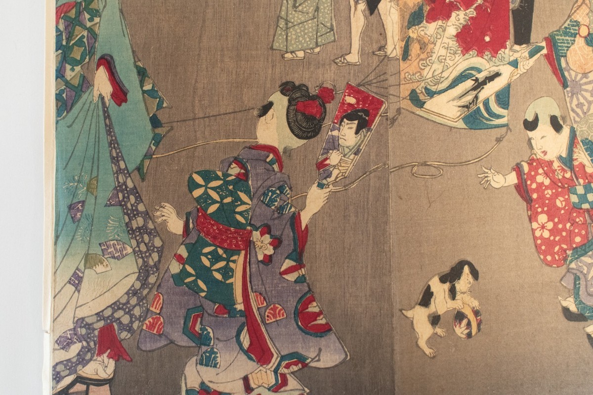 Ukiyoe Japanese woodblock print Edo New Year's Day Chikanobu Yoshu
