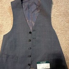 Lauren Ralph Lauren Lexington Grey Pinstripe Wool Vest Waistcoat 38 Short