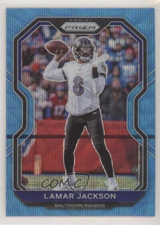 2020 Panini Prizm Blue Wave Prizm /199 Lamar Jackson #37