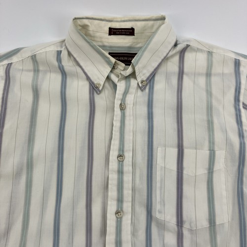 Ralph Lauren Purple Label, Vintage Purple Label Chaps Ralph Lauren Button Up White Pastel Striped Medium