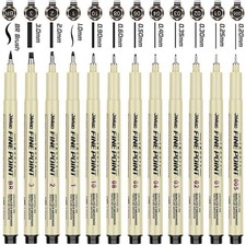 Precision Micro-Line Pens Set of 9/12 Black Micron Fineliner Ink Pens Waterproof