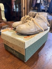 Vintage Child  s Leather Shoes, White, 1940s, Size 3 1/2 C, Used, Stride Rite